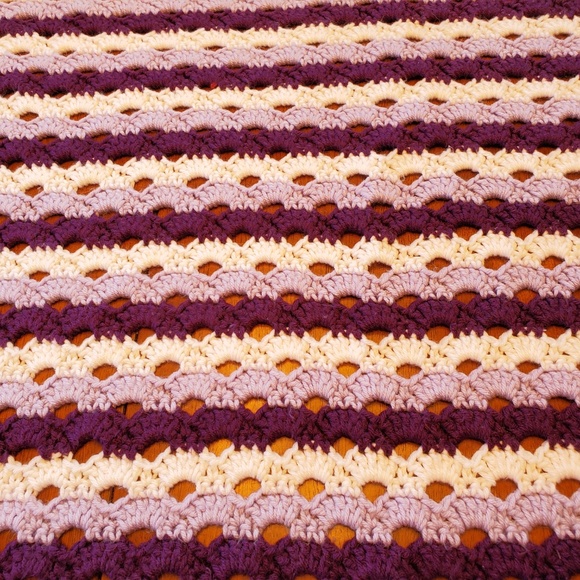 handmade crochet blanket - White, Violet, and Dark - Picture 3 of 3